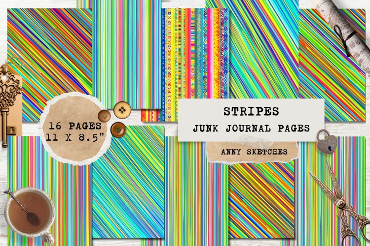 16 Mexican Stripes Junk Journal Pages Serape Printable Set