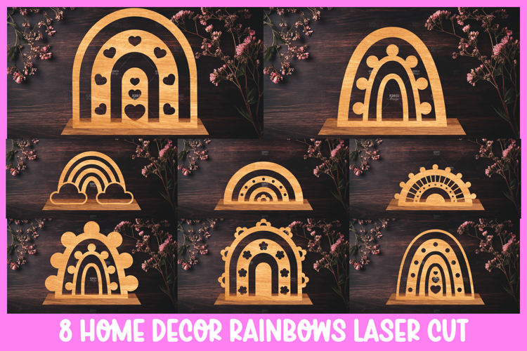 8 Rainbow Laser Cut File for Home Decor, Laser cut stand