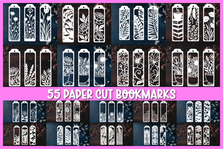55 Floral Bookmarks Paper cut SVG Laser cut,Cricut,Silhouett