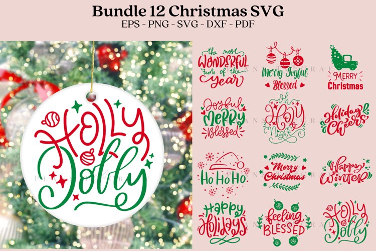 Bundle 12 Christmas Ornament SVG