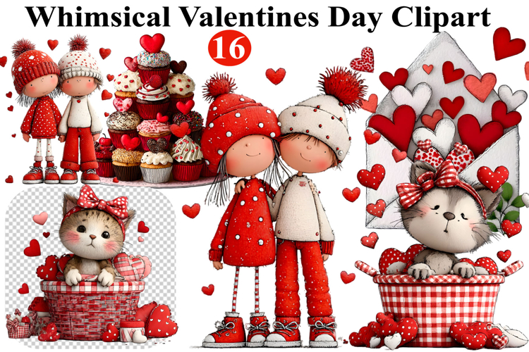 Whimsical Valentines Day Clipart Bundle