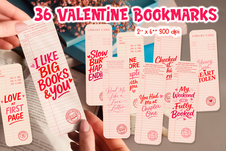 Vintage Library Card Bookmark | Valentine Quote Bundle