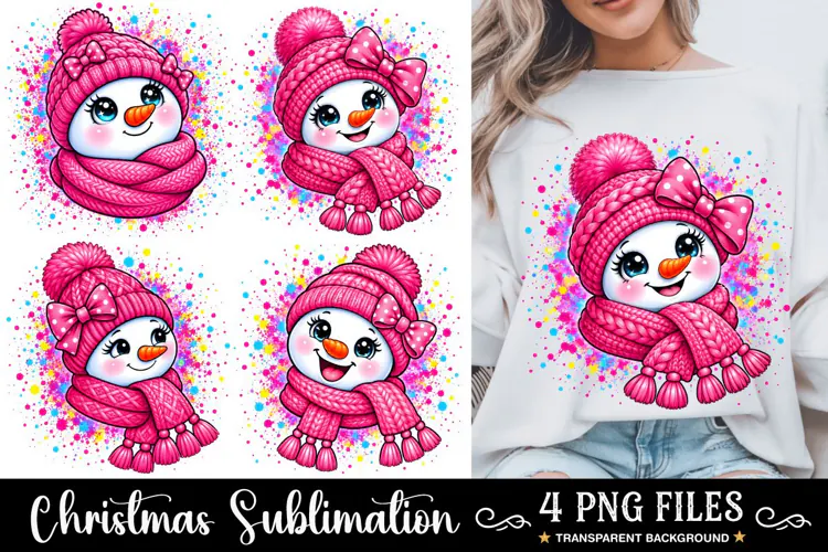 Pink Snowman PNG, Christmas PNG, Meltdown Snowman Christmas