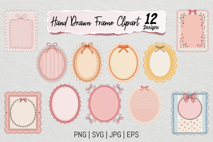 Hand Drawn Frame Clipart SVG PNG Bundle