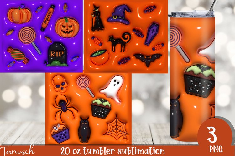 3d inflated halloween sublimation tumbler, 3d puffy bundle