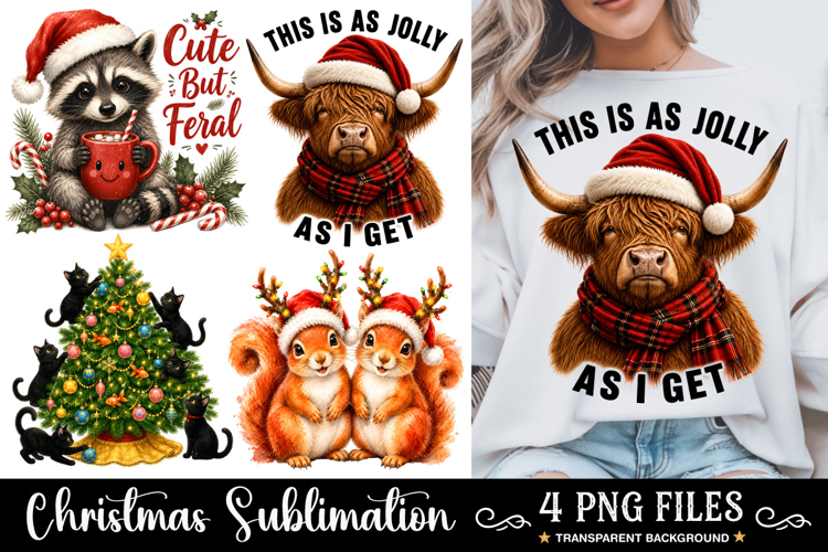 Christmas Animal PNG, Funny Christmas Sublimation, Xmas PNG