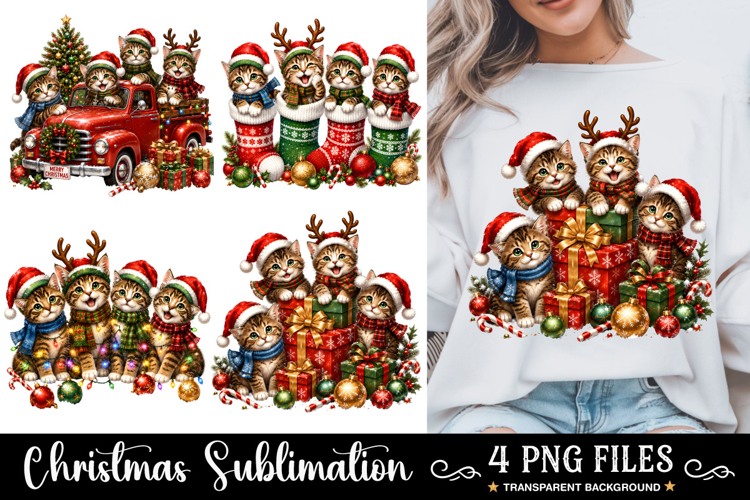 Christmas Cats PNG, Funny Christmas Sublimation, Xmas PNG