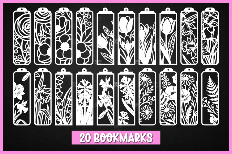 20 Floral Bookmarks Paper cut SVG Laser cut,Cricut,Silhouett