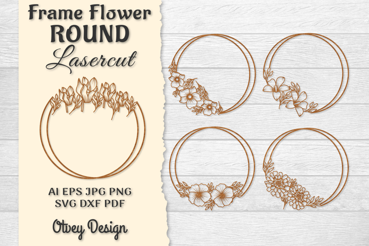 Frame Flower Round Lasercut BUNDLES example image 1