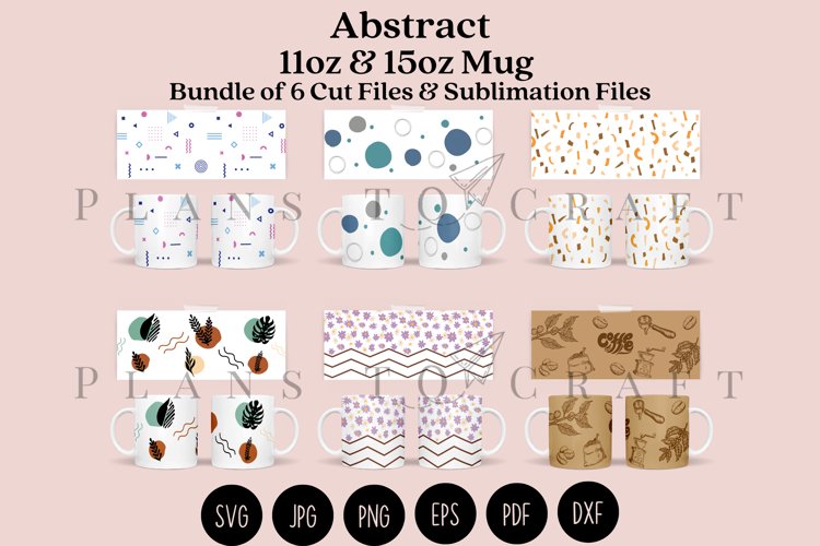 Bundle 6 Abstract 11   15oz Coffee Mug SVG Cut   Sublimation