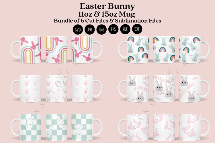 Bundle 6 Easter 11 15oz Coffee Mug SVG - Easter Mug Wrap SVG