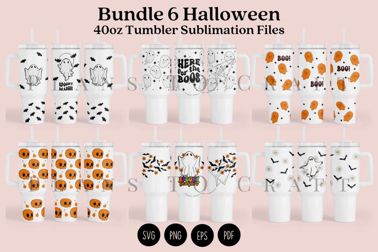 Bundle 6 Halloween 40oz Tumbler Sublimation Wrap SVG