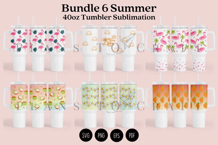 Bundle 6 Summer 40oz Tumbler Sublimation Wrap