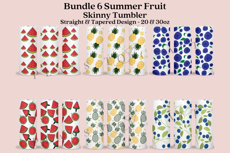 Bundle 6 Summer Fruit Skinny Tumbler Sublimation Wrap
