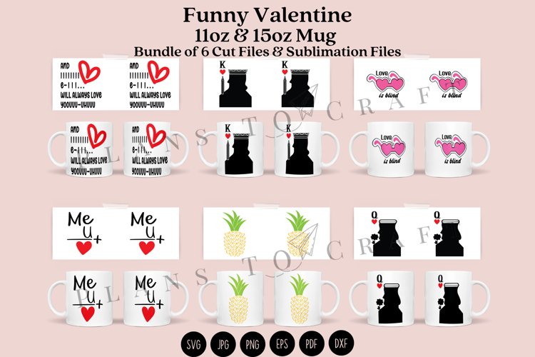 Bundle 6 Valentine 11 15oz Coffee Mug SVG Cut   Sublimation