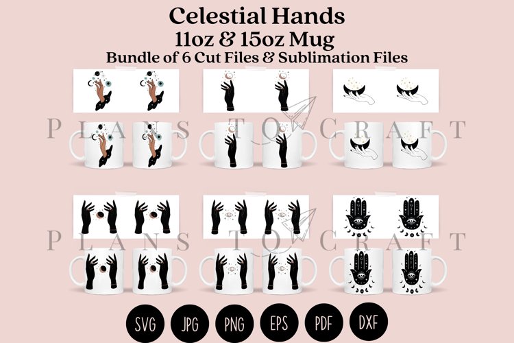Bundle 6 Celestial 11   15oz Coffee Glass Mug Wrap SVG