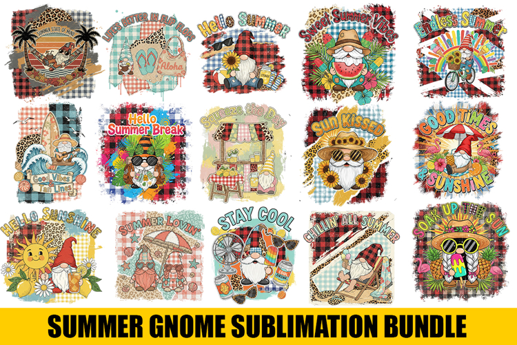 Summer Gnome Sublimation PNG Bundle