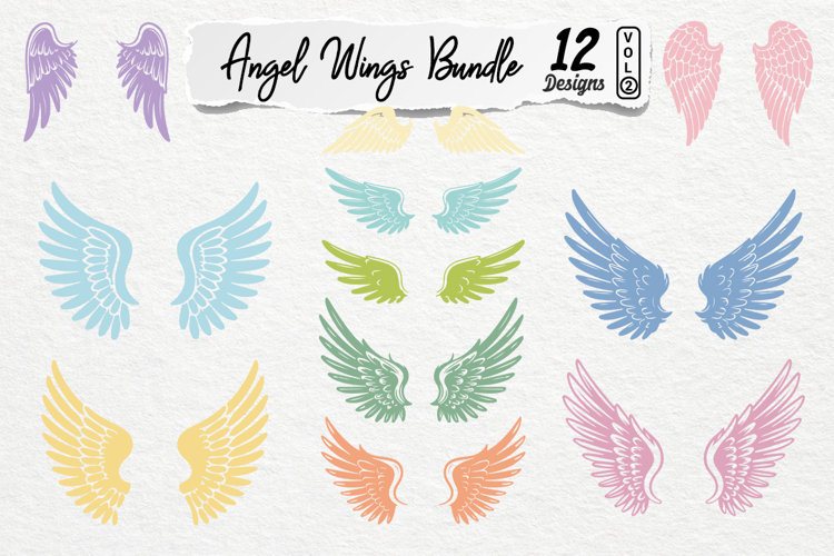 Simple Angel Wings Clipart Bundle