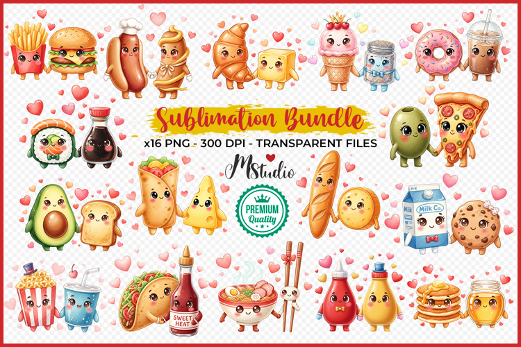 Kawaii Food Sublimation Bundle Cute PNG Set for Crafts