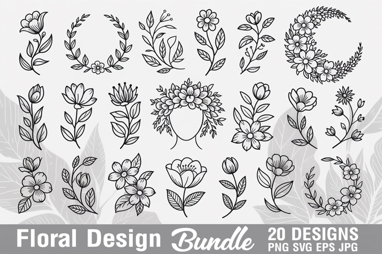 Floral Design SVG PNG Bundle