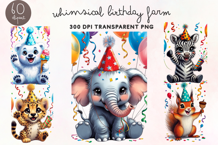 Whimsical Birthday Farm Clipart PNG