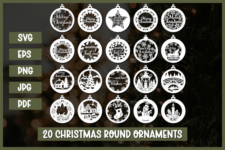 20 Christmas Ornament SVG,Christmas Paper cut SVG