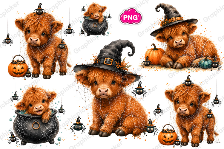 Halloween Highland Cow PNG, Halloween Highland Cow PNG