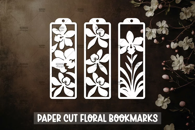 3 Floral Bookmarks Paper cut SVG Laser cut,Cricut,Silhouette