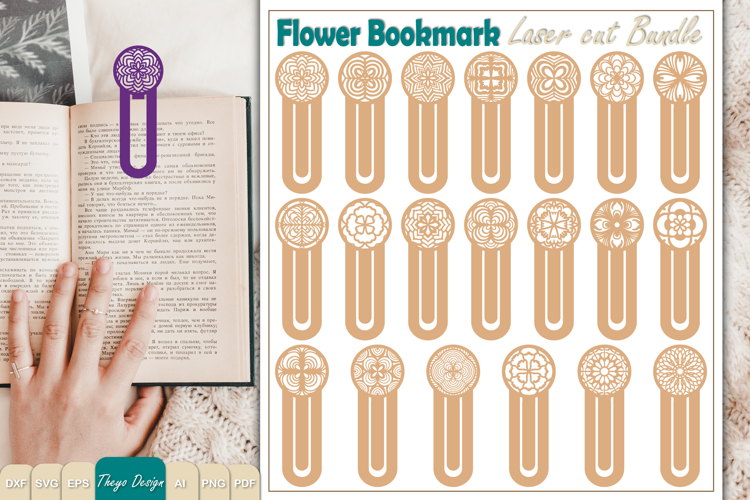 20 Design Flower Bookmark Papercut svg | Bookmark laser cut