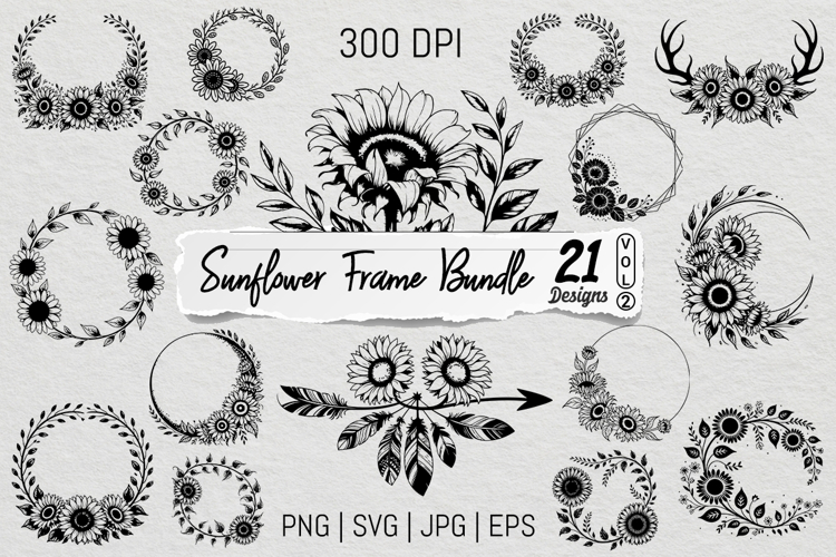Sunflower Frame SVG PNG Bundle Vol.2