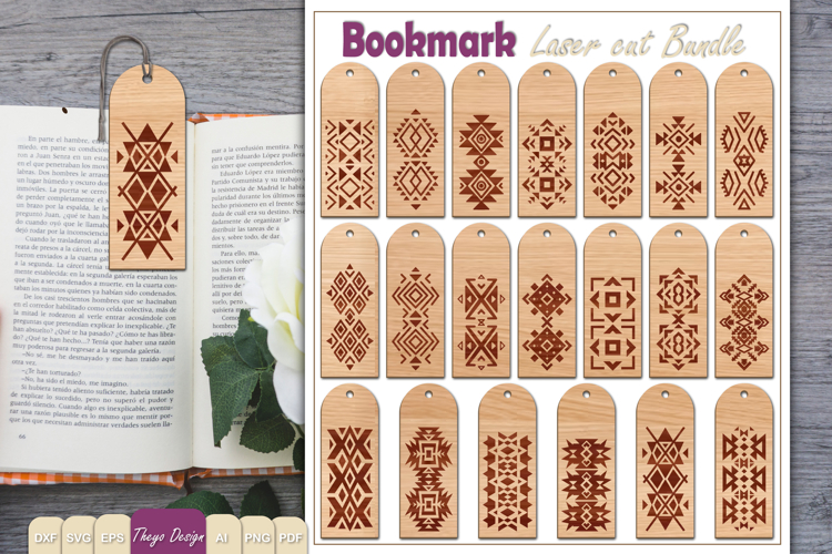 20 Design Aztec Bookmark Laser Cut| Wooden Bookmark Lasercut