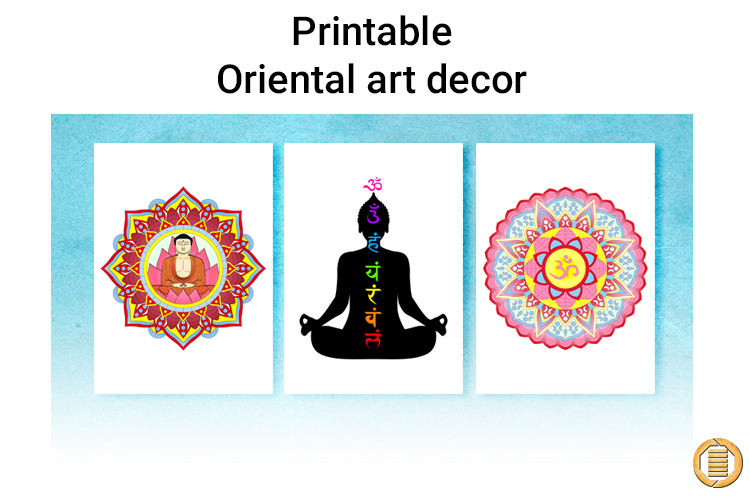 Printable Oriental decor Buddha Mandala wall art