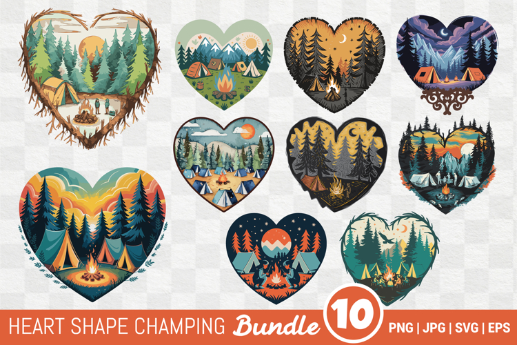 Heart Camping Scene Sublimation Bundle