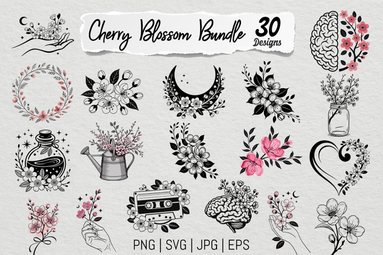 Cherry Blossom SVG PNG Bundle