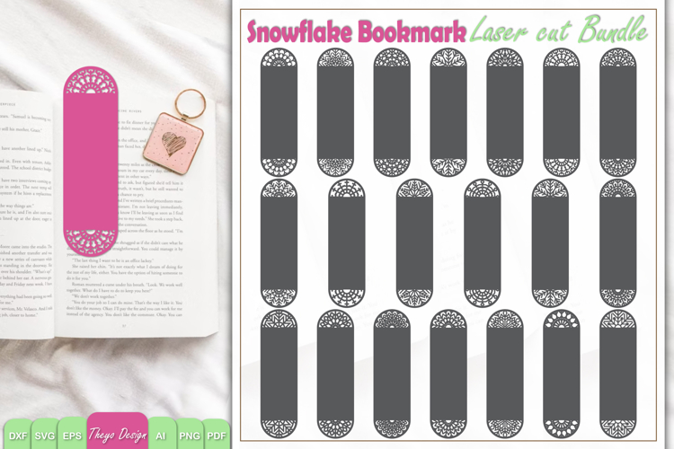 20 Design Snowflake Mandala Bookmark Papercut Svg Bundle