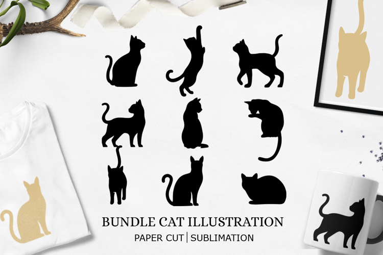 Bundle Cat paper SVG / Bundle Cat SVG / cat silhouette png