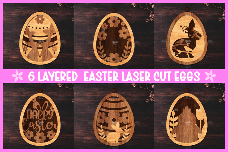 6 3D Layered Easter Egg Laser Cut File,Template for Cutting