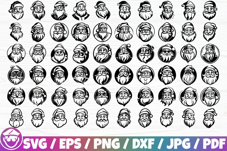 Santa Claus Face Silhouette x60 BUNDLE example image 1