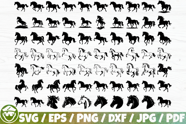 Horse Silhouette x70 BUNDLE, Horse Cut Files
