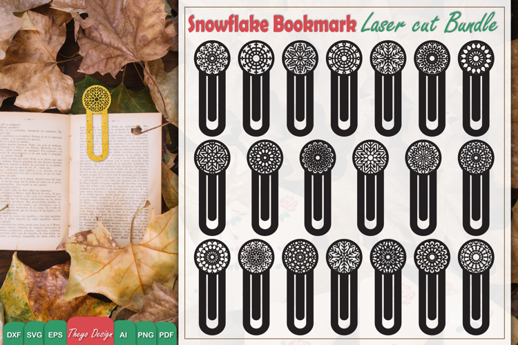 20 Design Snowflake Mandala Bookmark Papercut Svg Bundle