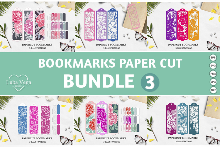 BUNDLE flower bookmark paper cut/ BUNDLE Bookmark
