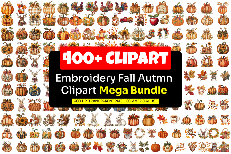 441 Embroidery Fall Autumn Clipart Bundle