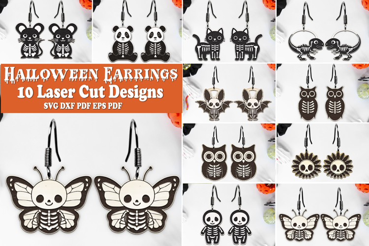 Halloween Skeleton Earrings Laser Cut Bundle.