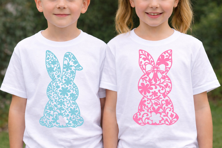 Faux Floral Lace Bunny SVG Bundle | Easter Bunny SVG