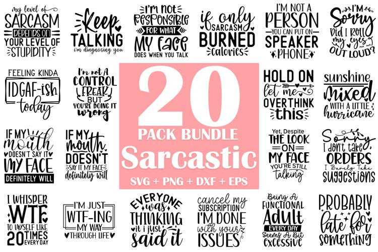 Sarcastic SVG Bundle | Funny SVG Bundle | Funny t shirt SVG example image 1