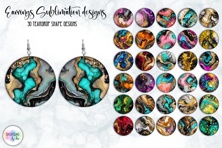 Marble Texture Earrings Sublimation Bundle | Alcohol Ink Art