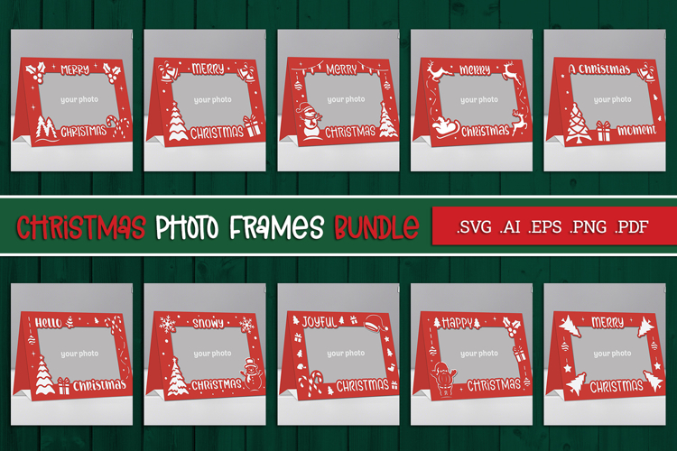 Christmas Photo Frames Bundle - Paper Cut SVG