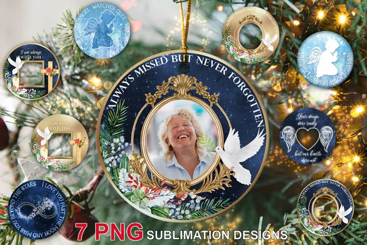 Memorial Christmas ornament, photo frame christmas BUNDLE
