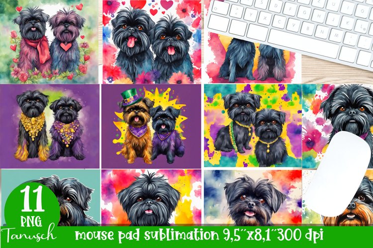 watercolor affenpinscher dog mouse pad sublimation bundle