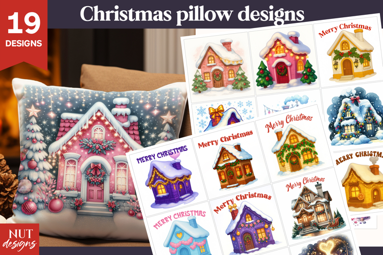 Christmas pillow Bundle Christmas Cottage festive home decor